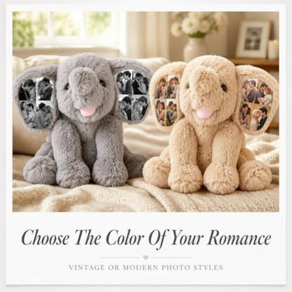 Personalized Photo Elephant Stuffed Animal with Hidden Ear Pictures - Style 95