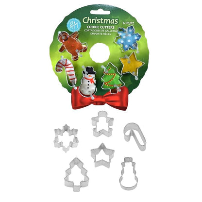 Christmas Mini Cookie Cutter Set - Gingerbread, Candy Cane, Snowman, Tree, Star & Snowflake