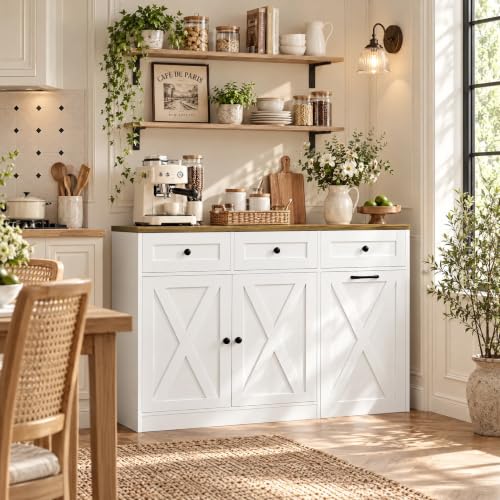 HOSTACK 13 Gallon Kitchen Trash Can Cabinet White - Space-Saving Garbage Storage