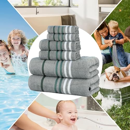 Bathroom Towel Gift Set - 6 Pieces, 550GSM, Orange & Pine Grey - CASA COPENHAGEN