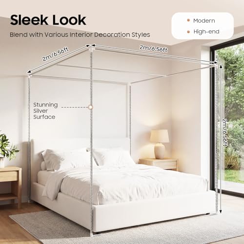 Stainless Steel Canopy Bed Frame Poles for Queen & King Size Beds