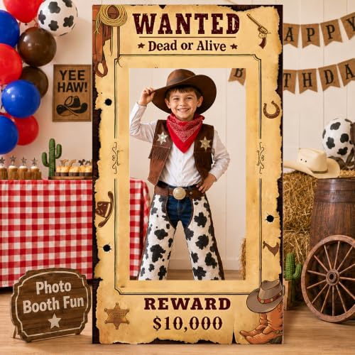 5.6Ft Western Wanted Poster Photo Booth Prop Stand Up - Cowboy Party Decor