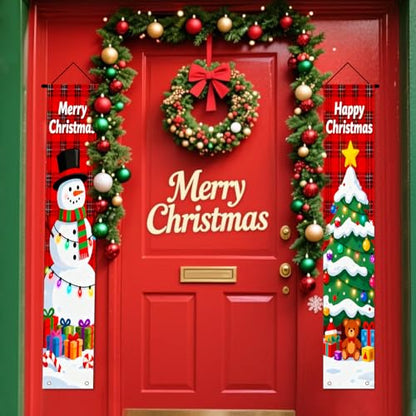 Nuxovilar Snowman Christmas Porch Banner Set - Ri50493, 12x71 Inches Polyester