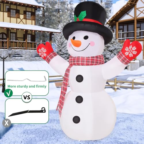 8FT Christmas Inflatable Snowman with LED Lights for Outdoor Yard Decor