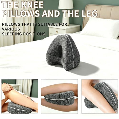 Knee Alignment Pillow for Side Sleepers - Memory Foam Leg Support with Adjustable Strap