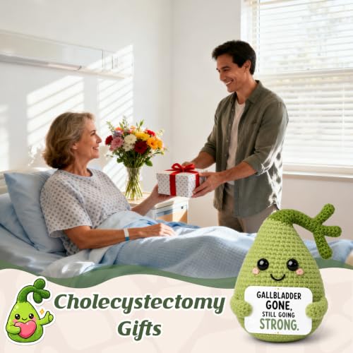 Gallbladder Surgery Removal Gifts - Handmade Crochet Plush with Encouragement Card - Recovery Get Well Soon Gift for Women Men