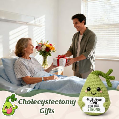 Gallbladder Surgery Removal Gifts - Handmade Crochet Plush with Encouragement Card - Recovery Get Well Soon Gift for Women Men