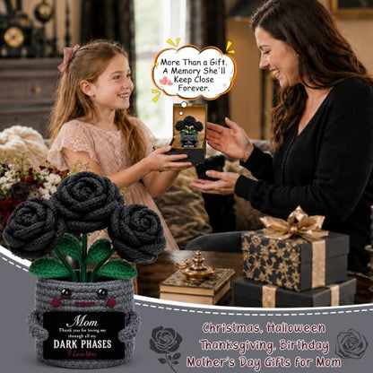 Crochet Black Rose Gift Basket for Mom - Halloween, Birthday, Mom Variation