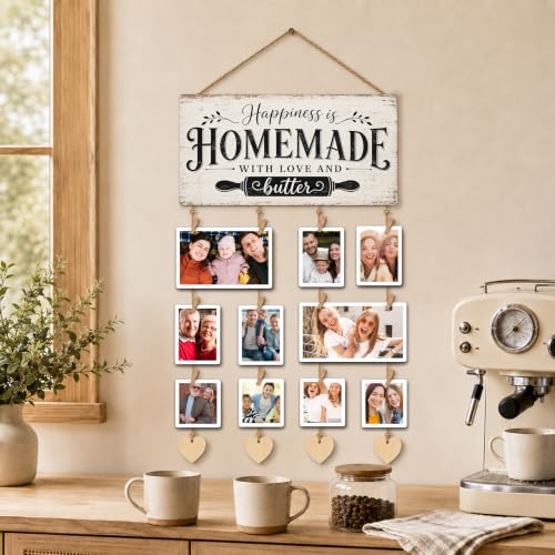 AWSICE Shabby Handmade Family Photo Wall Display Frame with Heart Accents