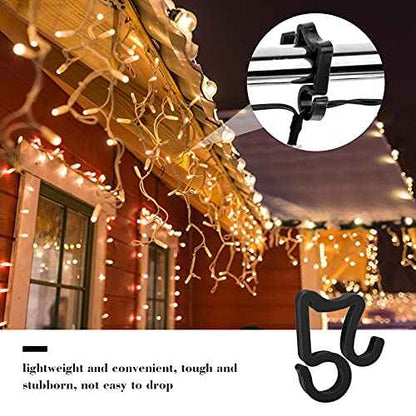 Marsui 120 Pieces Christmas Light Clips Outdoor Gutter Hooks Weatherproof String Light Hangers for Halloween Xmas Holiday Decorations (Black)