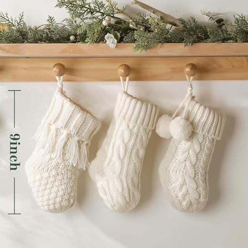 Mini Knitted Christmas Stockings 6 Pack - Rustic Farmhouse Holiday Decor