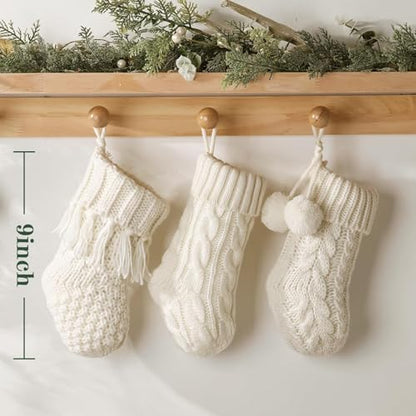 Mini Knitted Christmas Stockings 6 Pack - Rustic Farmhouse Holiday Decor