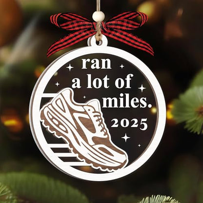 Cross Country Running Ornament - 2-Layer Wooden Gift for Runners - Purple
