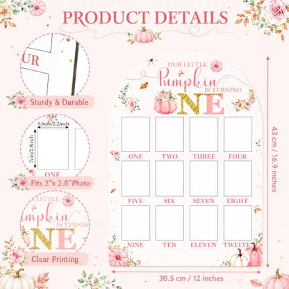Pink Pumpkin First Year Photo Board - 1st Birthday Keepsake Decor