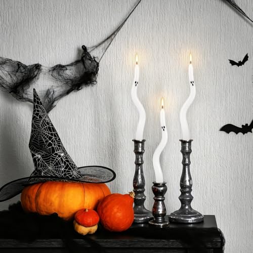 Halloween Ghost Candle Set - White Taper Candles for Centerpieces & Decorations