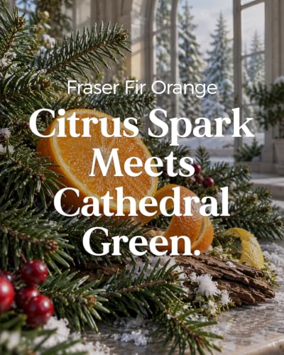 Large Jar Christmas Candle with Fraser Fir Orange Scent - Non-Toxic, 19.6oz, Up to 110 Hours
