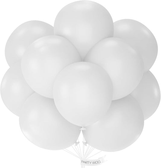 PartyWoo White Balloons - 20pcs 18 Inch Matte Latex for Weddings, Graduations & Celebrations