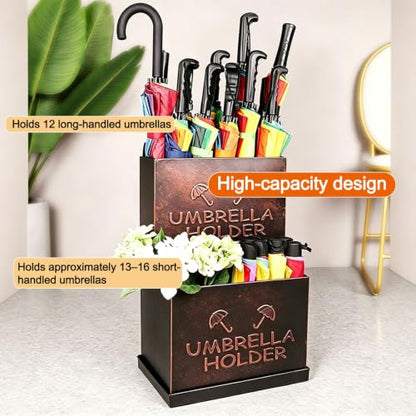 Large Capacity Metal Umbrella Holder Brass Variation