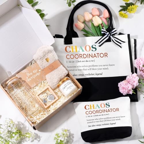 Chaos Coordinator Gifts for Women - 16oz Glass Cup & Tote Bag - Thank You Gift for Mom, Teacher, Boss, Nurse - Variation: Chaos