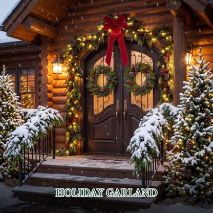9FT Realistic Cedar Garland Christmas Decor for Mantle & Home
