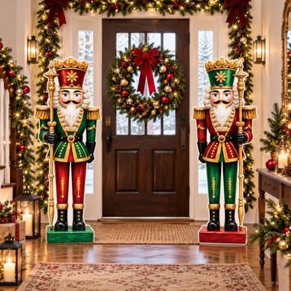Large Christmas Nutcracker Cardboard Cutouts - 5 Ft, Set of 2