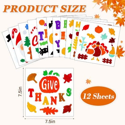 12 Sheets Reusable Gel Window Clings Holiday Decor Set