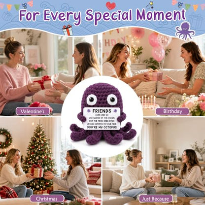 Friend Gift - Handmade Crochet Octopus for Best Friend, Sister, Coworker, or Work Bestie