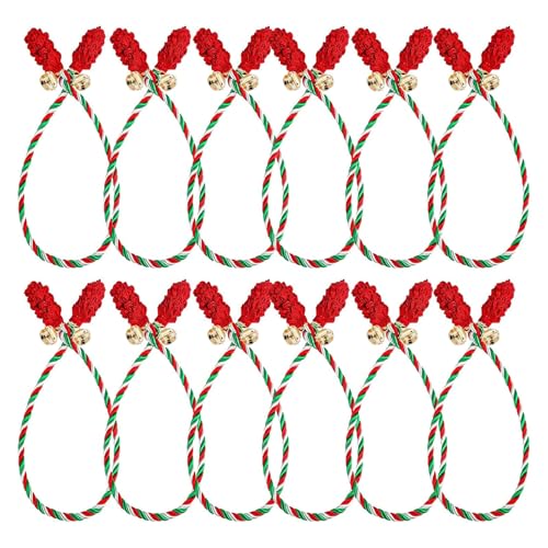 12PCS Christmas Wreath Ties with Bell - Multi Color Garland & Rail Decorations