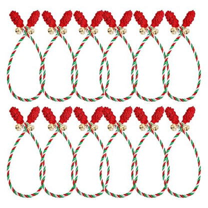 12PCS Christmas Wreath Ties with Bell - Multi Color Garland & Rail Decorations