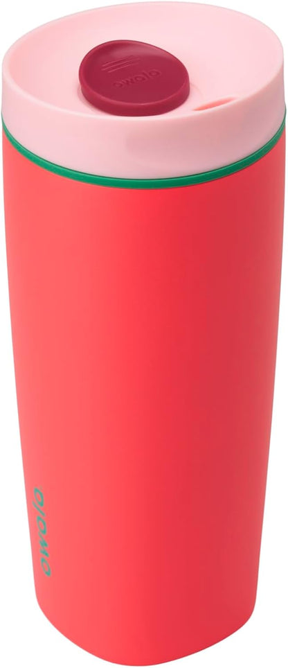 Owala SmoothSip 20 oz Insulated Stainless Steel Coffee Tumbler - Reusable Hot & Iced Coffee Mug | Pink/Red