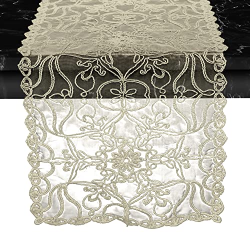 Elegant Comfort Embroidery Ingrid Table Runner 13 X 54 Inches - Gold