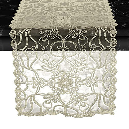 Elegant Comfort Embroidery Ingrid Table Runner 13 X 54 Inches - Gold