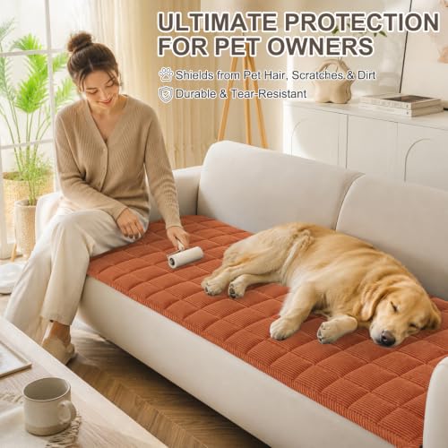 Non-Slip Dog Couch Cover 27.6x70.9 Inches Rust - Washable Pet Sofa Protector