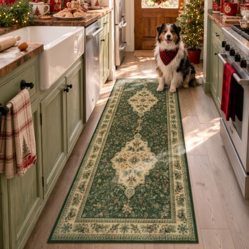 Lahome Christmas Runner Rug 2x6 Feet Green Holiday Entryway Bathroom - Variation of THIS listing