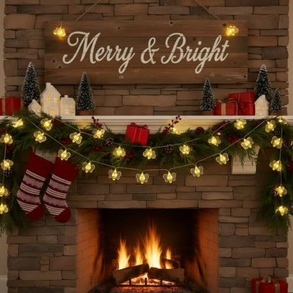 Bee Decor String Lights 10ft with 30 Honeybee LED Bulbs - Battery Operated, Indoor & Outdoor Party Decor - Variation: Bee