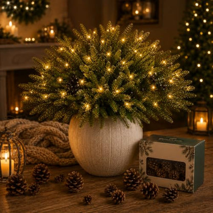 Green Enchanted Evergreen Pine with Lights for Christmas DIY Vase - 5 Pieces