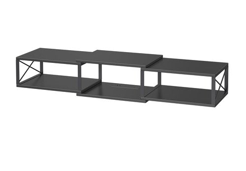 MAHANCRIS 43.7” Floating TV Stand with Power Outlet, Wall-Mounted Entertainment Center, Floating Metal Frame Media Console Shelf for Under TV Storage, for Living Room, Bedroom, Black TVHB101E01
