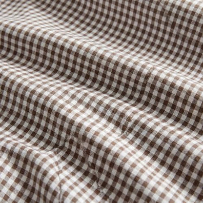 King Cotton Percale Sheet Set with Deep Pocket & Gingham Brown - Martha Stewart