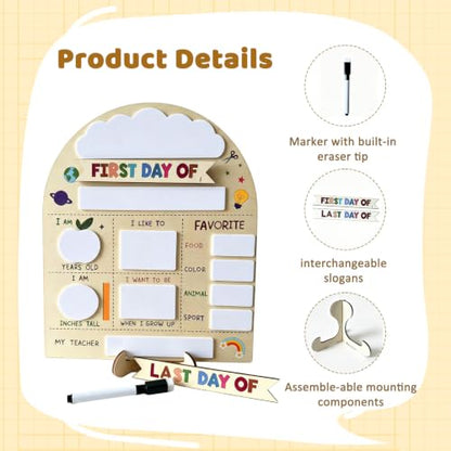 First & Last Day of School Sign with Stand & Erasable Marker Set