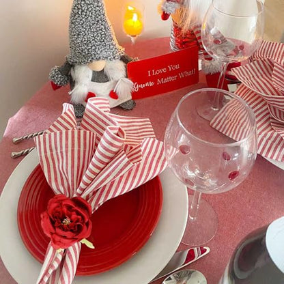 Rose Flower Napkin Rings Set of 6 - Handcrafted Wedding Table Decor - RedRoseX12