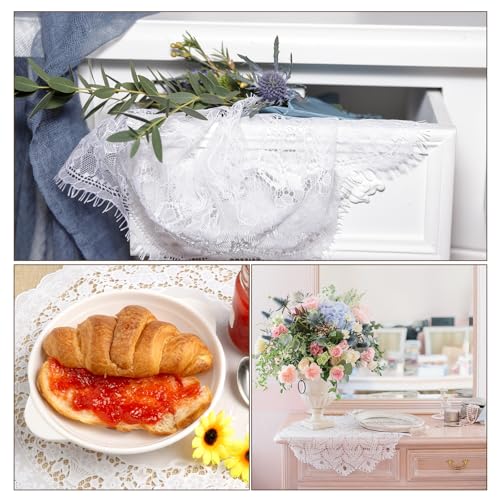 uxcell Retro Lace Placemats 10.6x10.6 Inch Round Doilies Set of 2 - Matte Brown