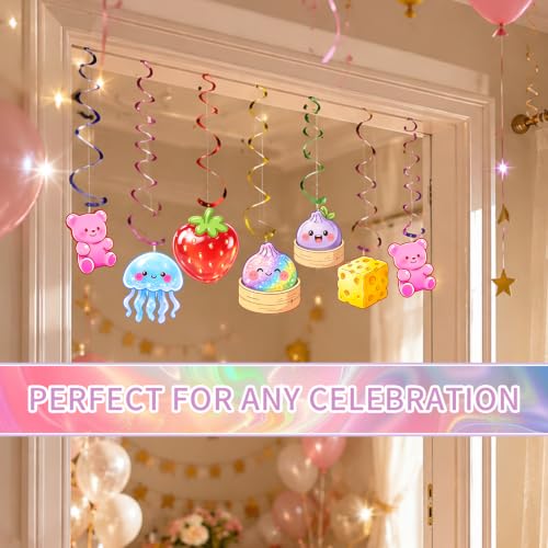 12 Pcs Squishy Birthday Decorations Hanging Ceiling Swirls - Party Decor