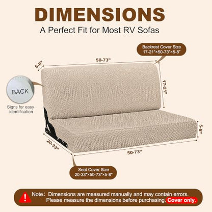 Waterproof RV Couch Cover for Sofa Bed - 2 Piece Jackknife Sofa Protector in Khaki