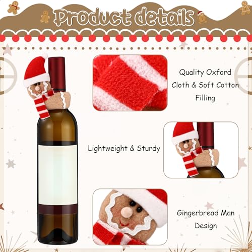 Gingerbread Man Christmas Wine Bottle Cover Set - 12 Pcs Holiday Decor