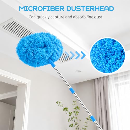 Ceiling Fan Cleaner Duster with Extendable Pole – Reusable Microfiber Dusting Tool