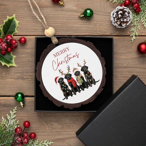 Black Lab Wooden Christmas Ornament - Dog Lover Holiday Decor - Black Lab Variation