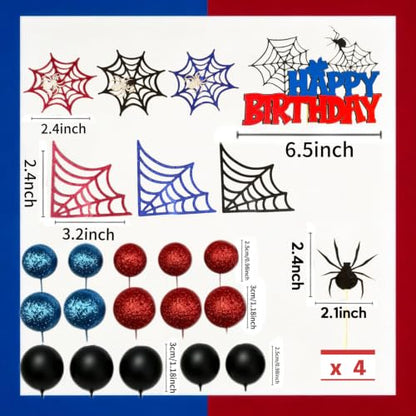 Red Spider Cake Topper Set for Halloween & Party Decorations