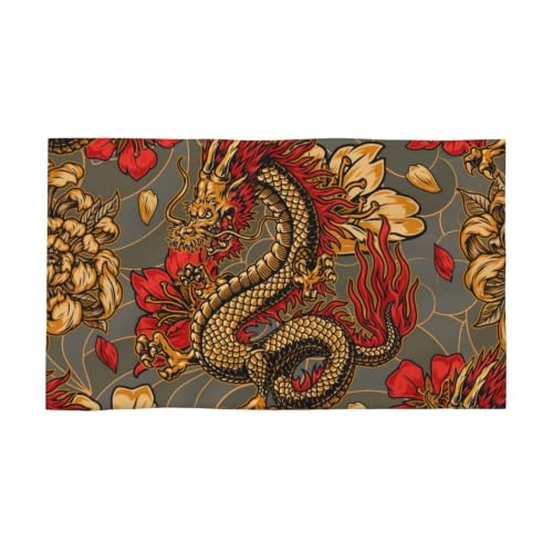 Black Dragon Pattern Fast Absorbing Polycotton Daily Towel for Home & Travel