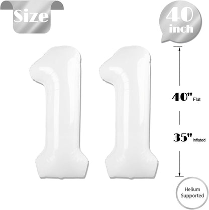 Translucent Number 11 Balloon - 40 Inch White Birthday Decoration for 11th Year Party Supplies