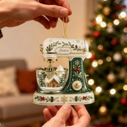 Personalized Christmas Ornament - Green Stand Mixer Baking Gift
